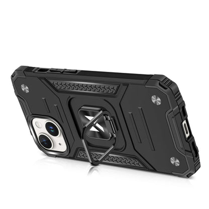Stevig telefoonhoesje voor iPhone 15 Plus met ringhouder zwart