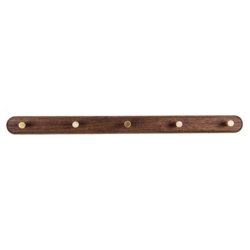 Houten wandkapstok met messing haken