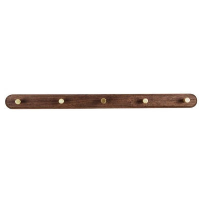 Houten wandkapstok met messing haken
