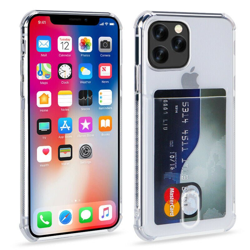 Transparant TPU telefoonhoesje met pasjeshouder voor iPhone 11 Pro