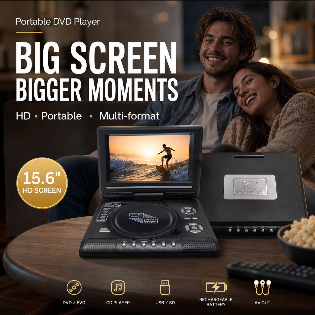 Draagbare HD DVD-speler van 7,8 inch met oplaadbare batterij | LN20250741EU