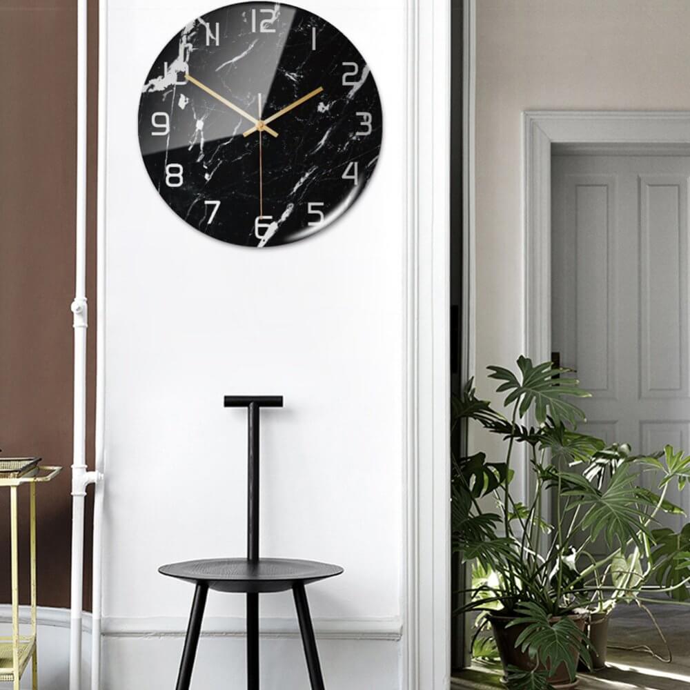 StoneAura Stille Marmerlook Wandklok van Acryl