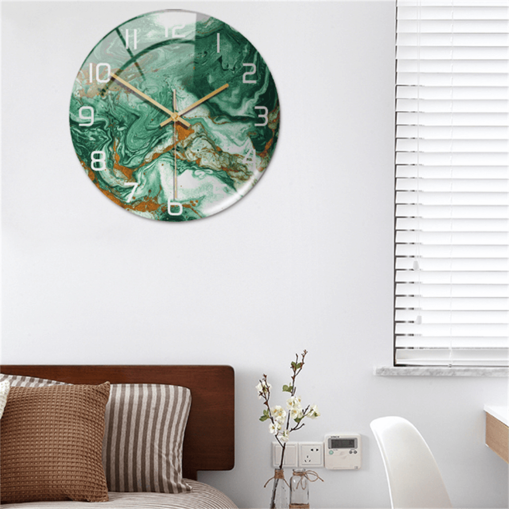 StoneAura Stille Marmerlook Wandklok van Acryl