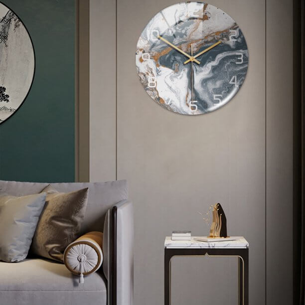 StoneAura Stille Marmerlook Wandklok van Acryl