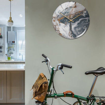StoneAura Stille Marmerlook Wandklok van Acryl