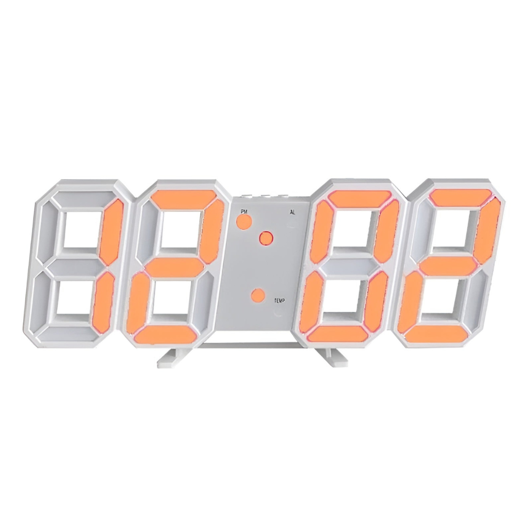 Digitale 3D LED wandklok met instelbare verlichting
