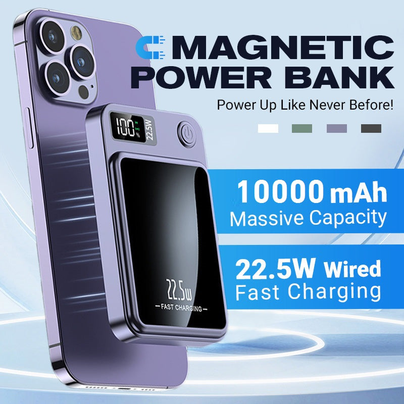 Magnetische draadloze snellader powerbank met led-display