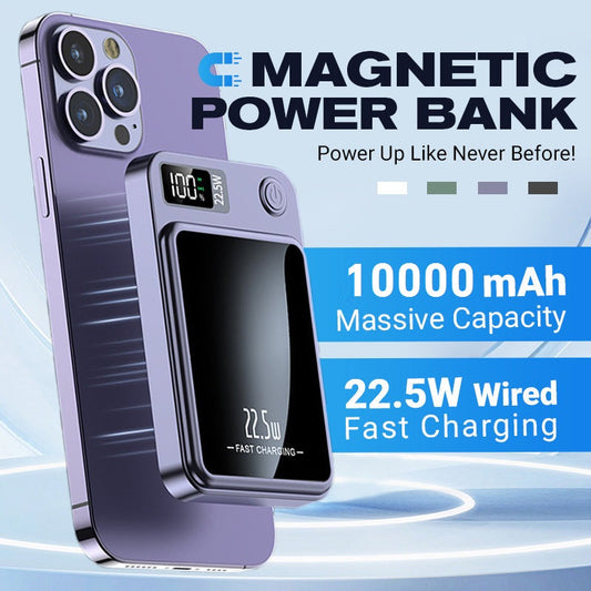Magnetische draadloze snellader powerbank met led-display