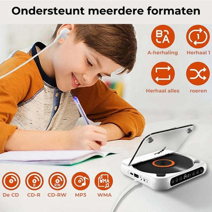 Draagbare cd-speler met bluetooth en oplaadbare batterij