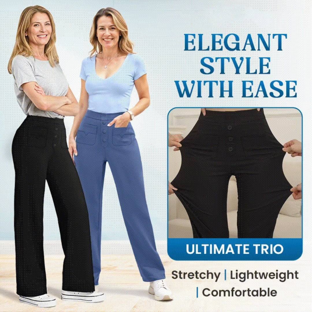 Comfortabele elastische casual damesbroek met hoge taille