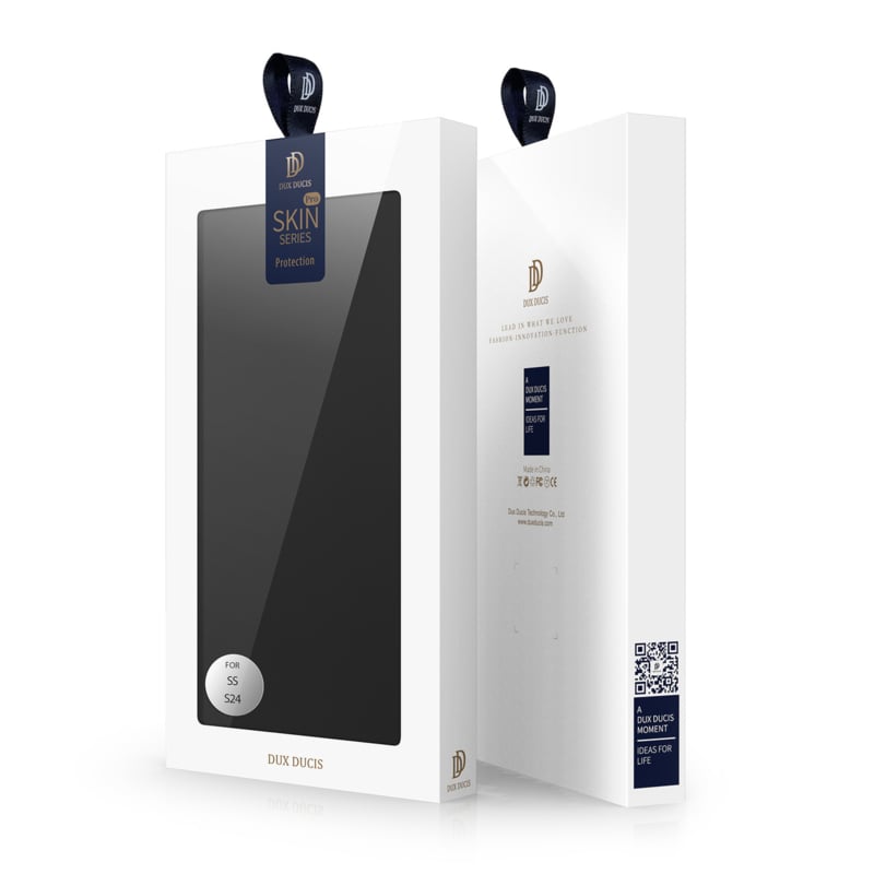 Leren flip case met pasjeshouder voor Galaxy S24 zwart