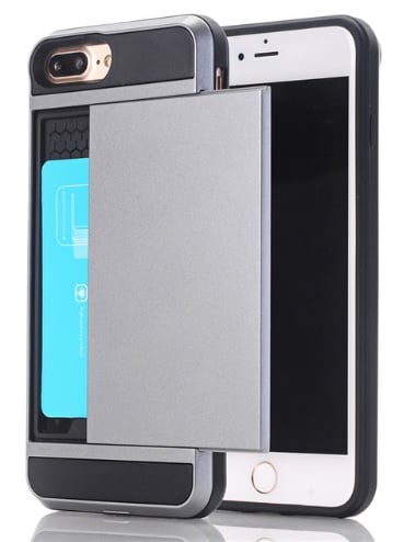 Slide armor telefoonhoesje met pashouder voor iPhone 7 Plus en 8 Plus