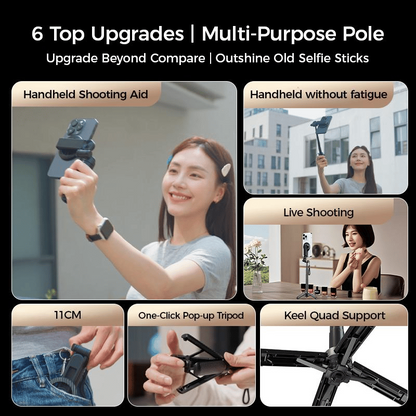 Multifunctionele magnetische selfiestick met draadloze afstandsbediening