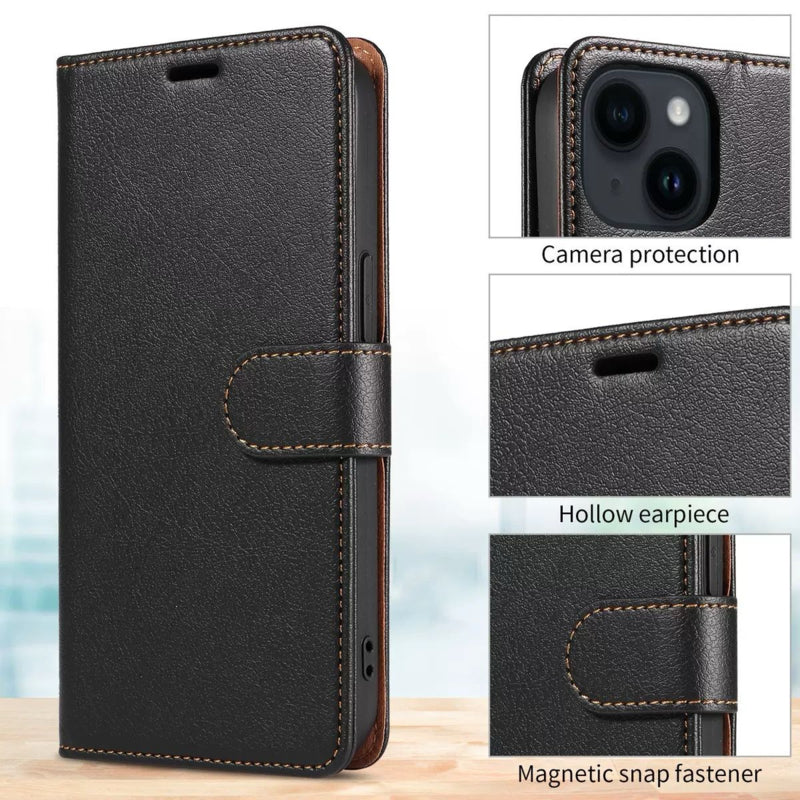 Luxe Leren Bookcase Telefoonhoesje voor iPhone 16e en 17e