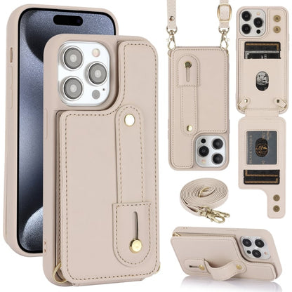 Leren telefoonhoesje met pasjeshouder en draagkoord voor iPhone 16 Pro Max