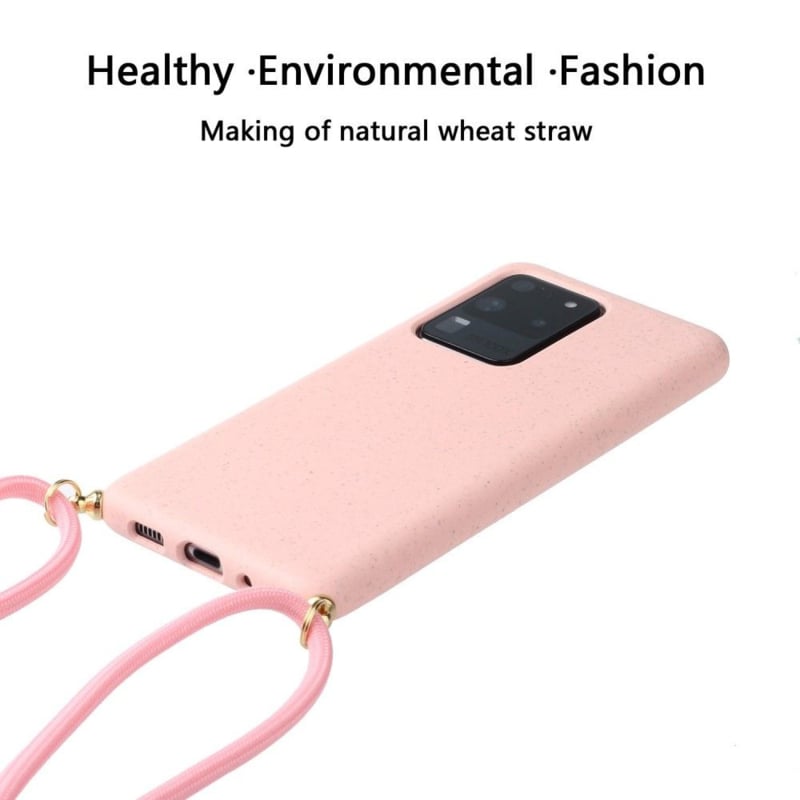Galaxy S20 Ultra TPU hoesje met koord roze