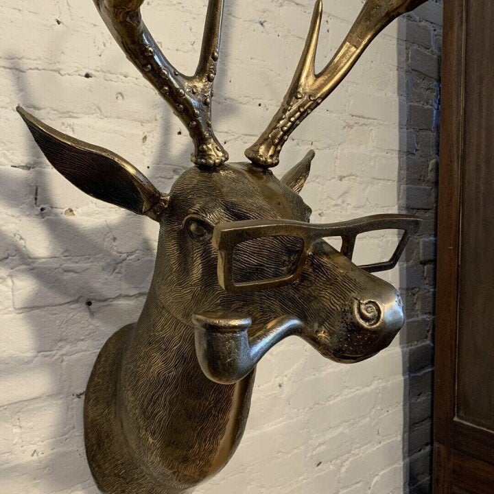 Handgeschilderde dierenkop wanddecoratie van kunsthars