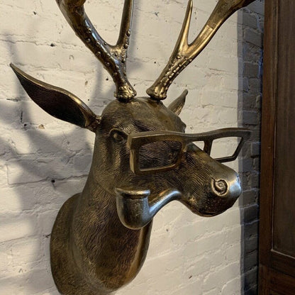 Handgeschilderde dierenkop wanddecoratie van kunsthars