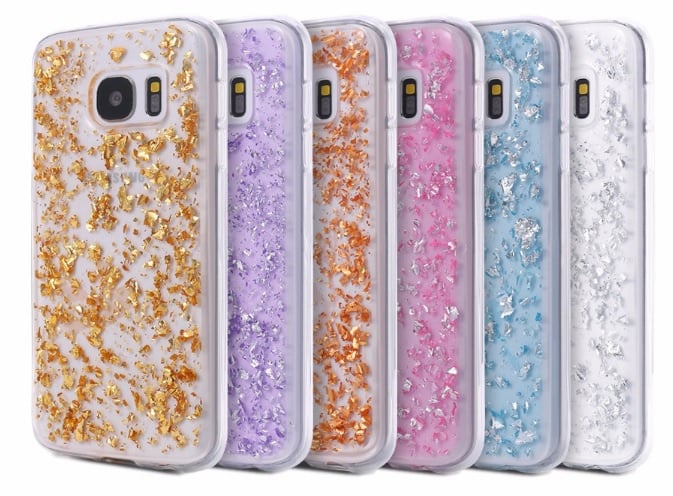 TPU glitterhoesje met bladgoud look voor Galaxy S7