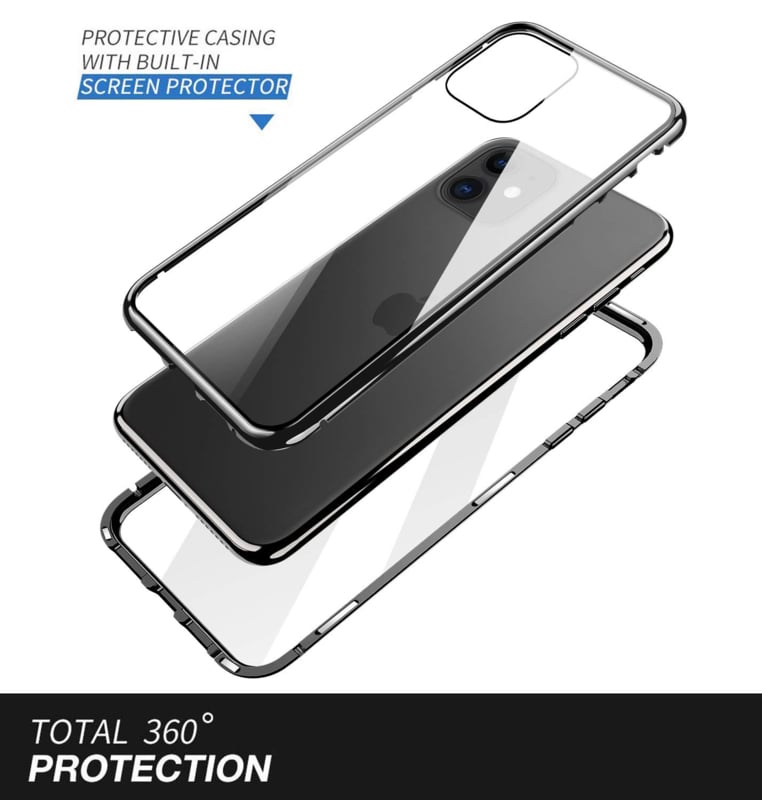Magnetisch telefoonhoesje met dubbelzijdig glas voor iPhone 11
