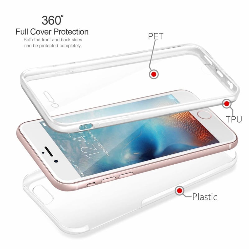 Transparant 360 graden telefoonhoesje voor iPhone 7 Plus en 8 Plus