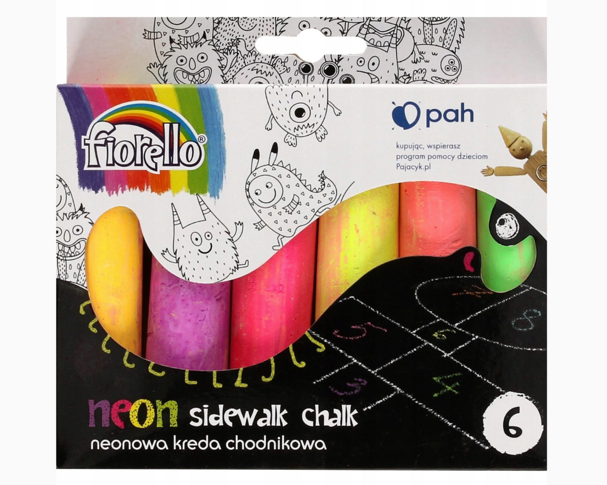 Neon stoepkrijtset met stevige opbergbox