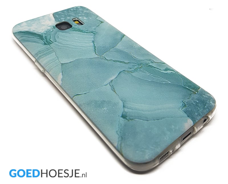 Galaxy S7 Edge TPU hoesje met marmer design azuurblauw