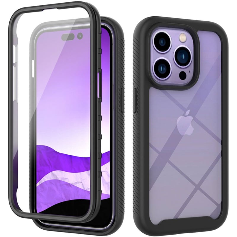 360° telefoonhoesje met ingebouwde screenprotector voor iPhone 14 Pro Max Zwart