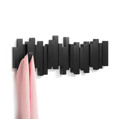 Houten wandkapstok met opklapbare magnetische haken
