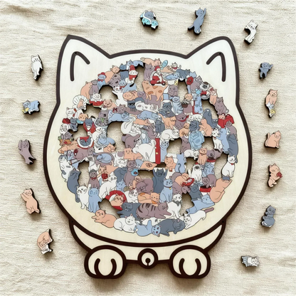 Houten katvormige puzzel van 135 stukjes