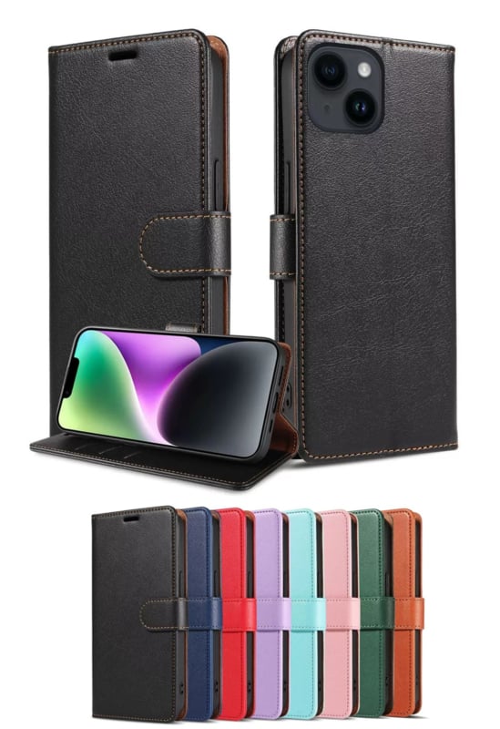 Luxe Leren Bookcase Telefoonhoesje voor iPhone 16e en 17e