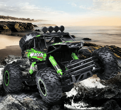 Op afstand bestuurbare 4x4 monstertruck met off-road banden