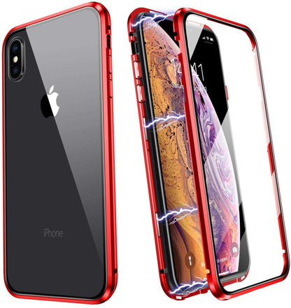 Magnetisch telefoonhoesje voor iPhone X / Xs met gehard glas