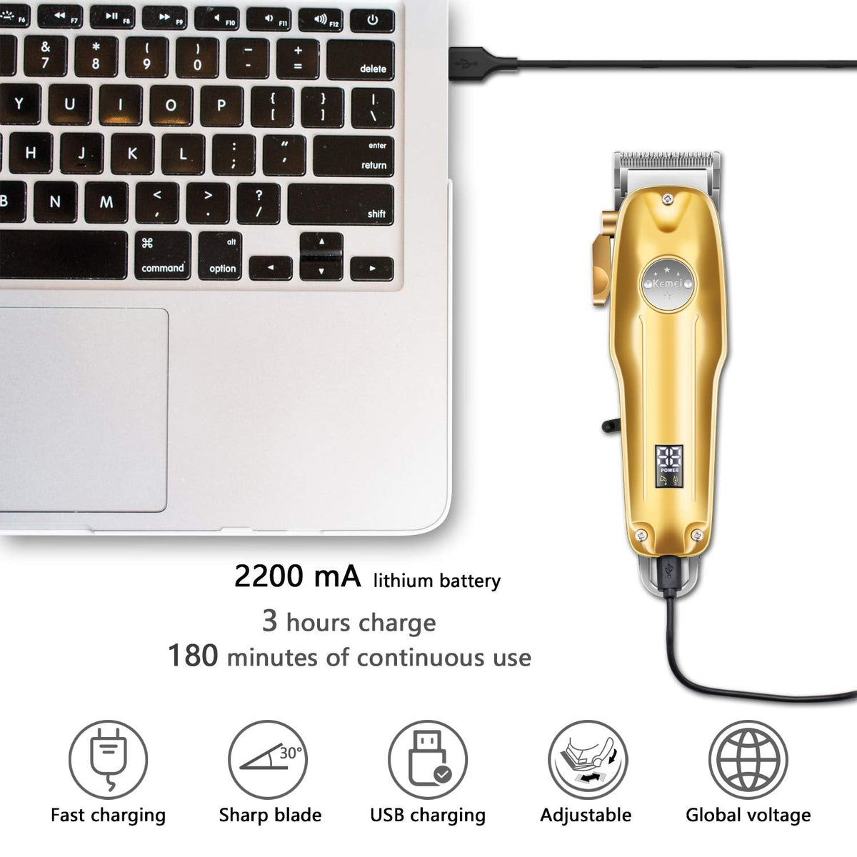 Draadloze 3-in-1 tondeuse set met precisietrimmer en scheerapparaat