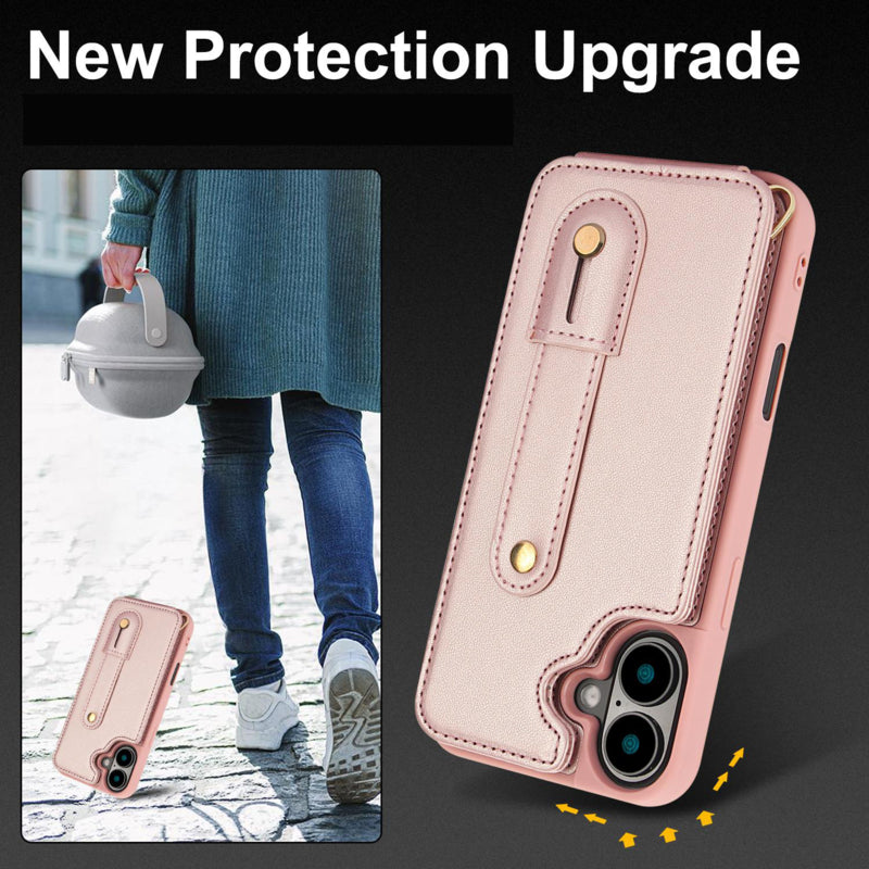 iPhone 17 hoesje met pasjeshouder en draagkoord