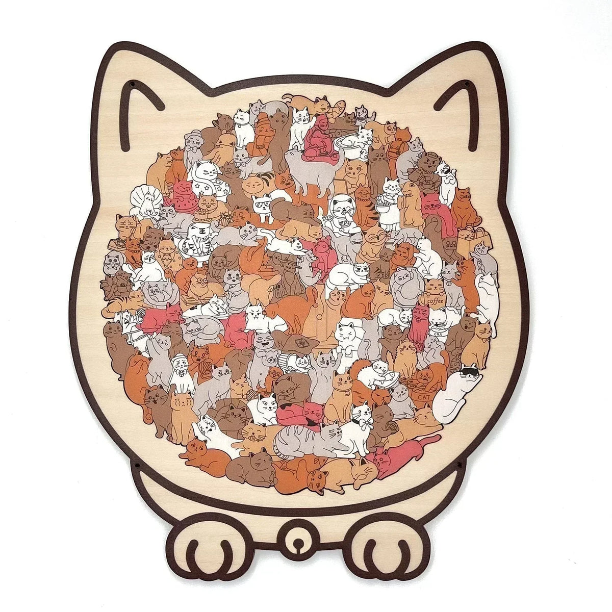 Houten katvormige puzzel van 135 stukjes