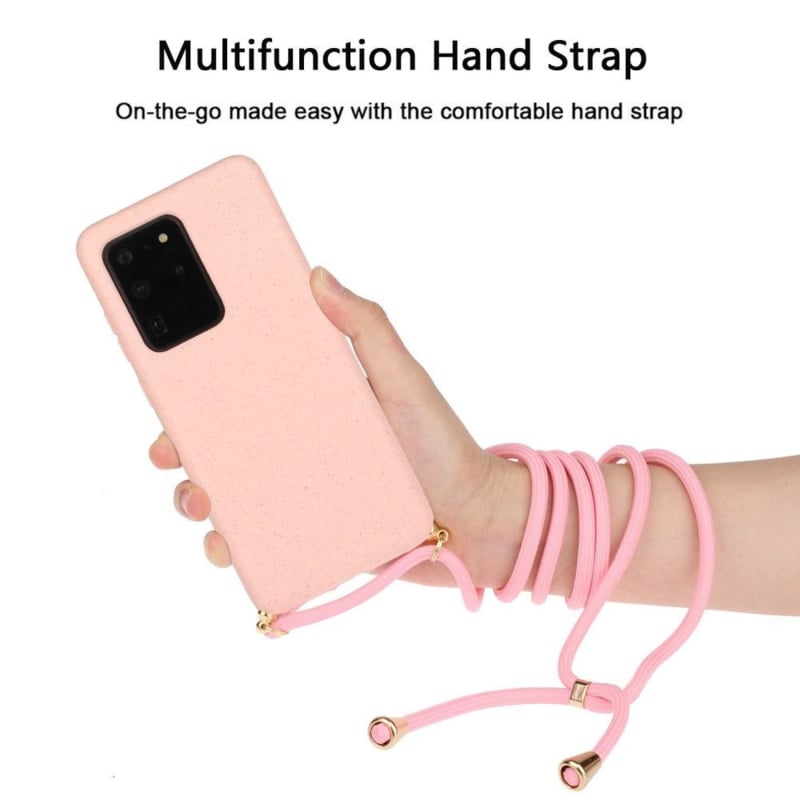 Galaxy S20 Ultra TPU hoesje met koord roze