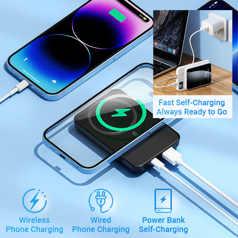 Magnetische draadloze snellader powerbank met led-display