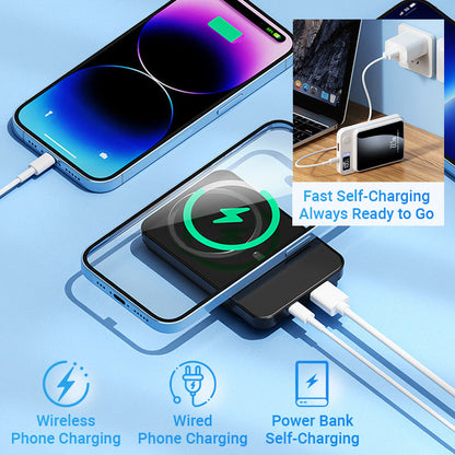 Magnetische draadloze snellader powerbank met led-display