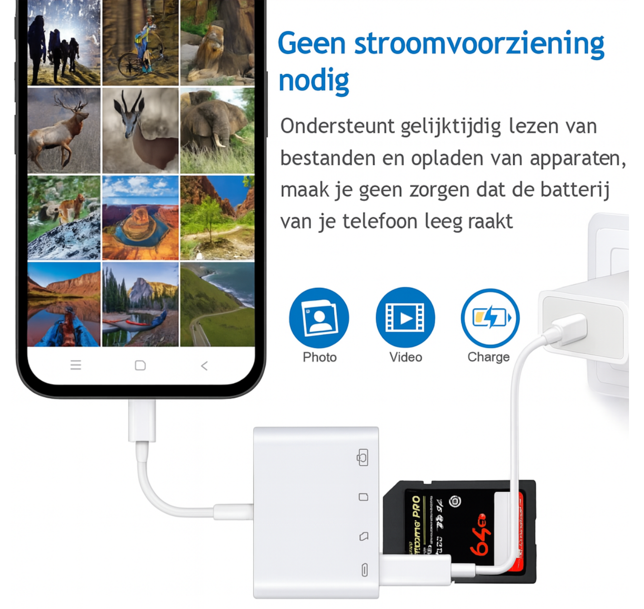 4-in-1 USB-C Kaartlezer met SD MicroSD & USB 3.0 – Voor Smartphone & Tablet