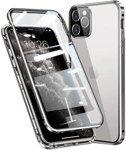 Magnetisch telefoonhoesje met dubbelzijdig glas voor iPhone 15 Pro