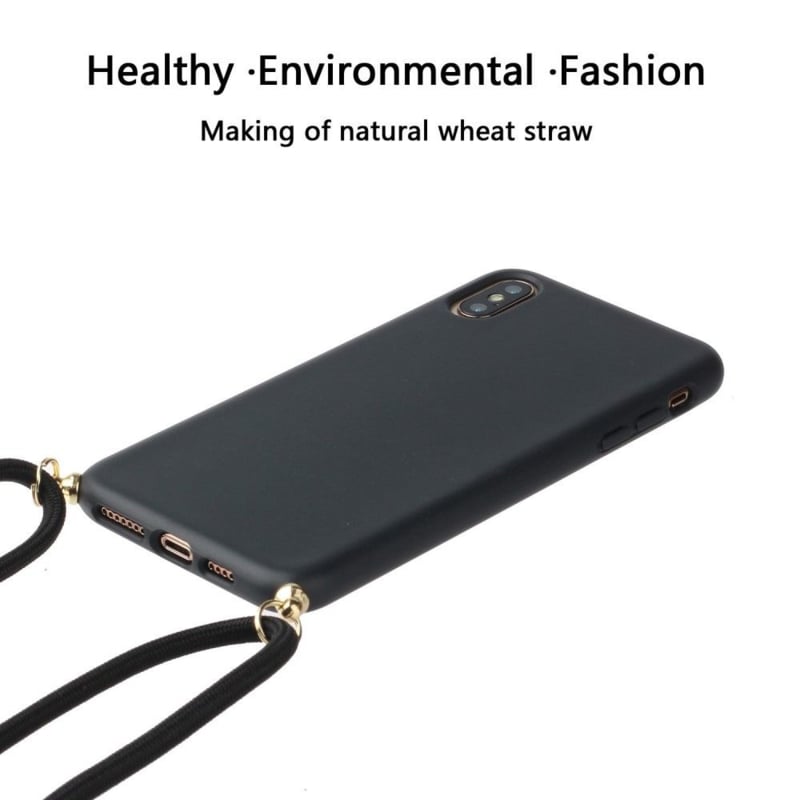 Crossbody TPU Telefoonhoesje met Verstelbaar Koord Zwart