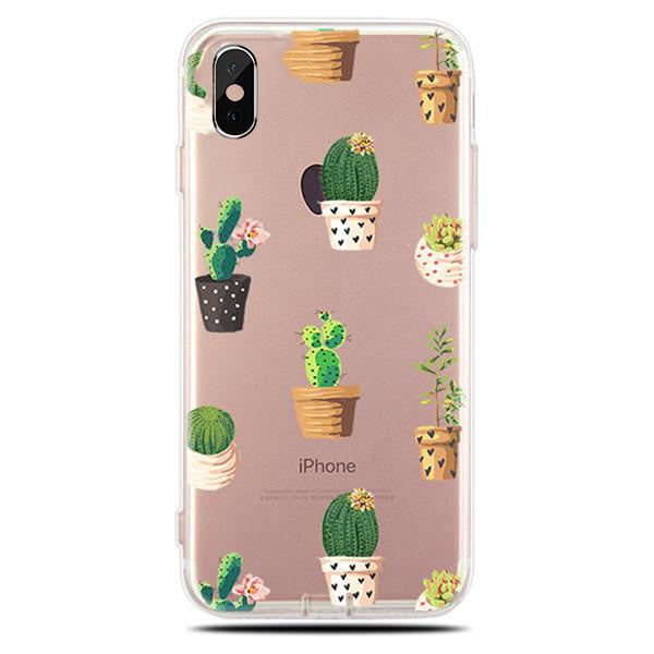 Flexibel TPU Hoesje voor iPhone X en Xs met Cactusprint