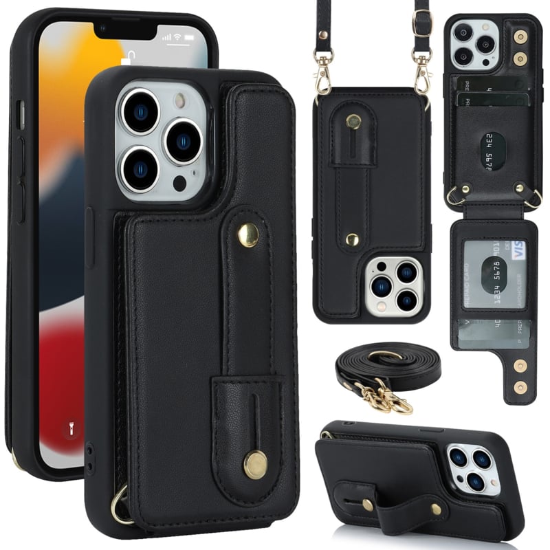 Telefoonhoesje met pasjeshouder en draagkoord voor iPhone 16 Pro