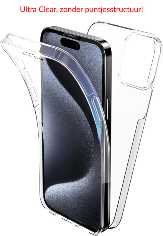 Transparant telefoonhoesje met 360 graden bescherming voor iPhone 16 Pro