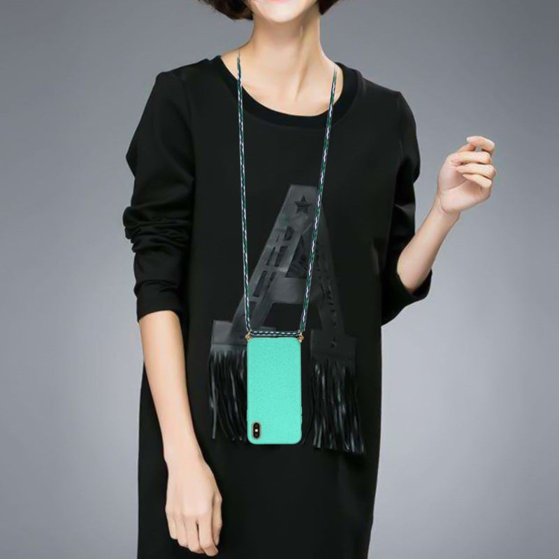 Crossbody TPU telefoonhoesje met verstelbaar draagkoord voor iPhone X / Xs Mint
