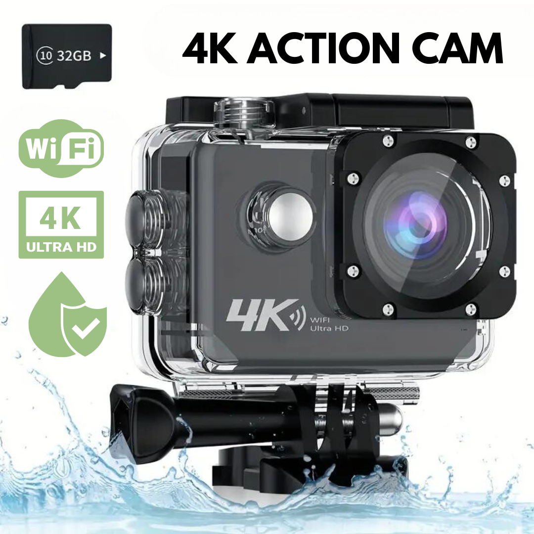 4K actiecamera met wifi en waterdichte behuizing