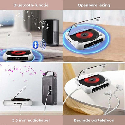 Draagbare cd-speler met bluetooth en oplaadbare batterij