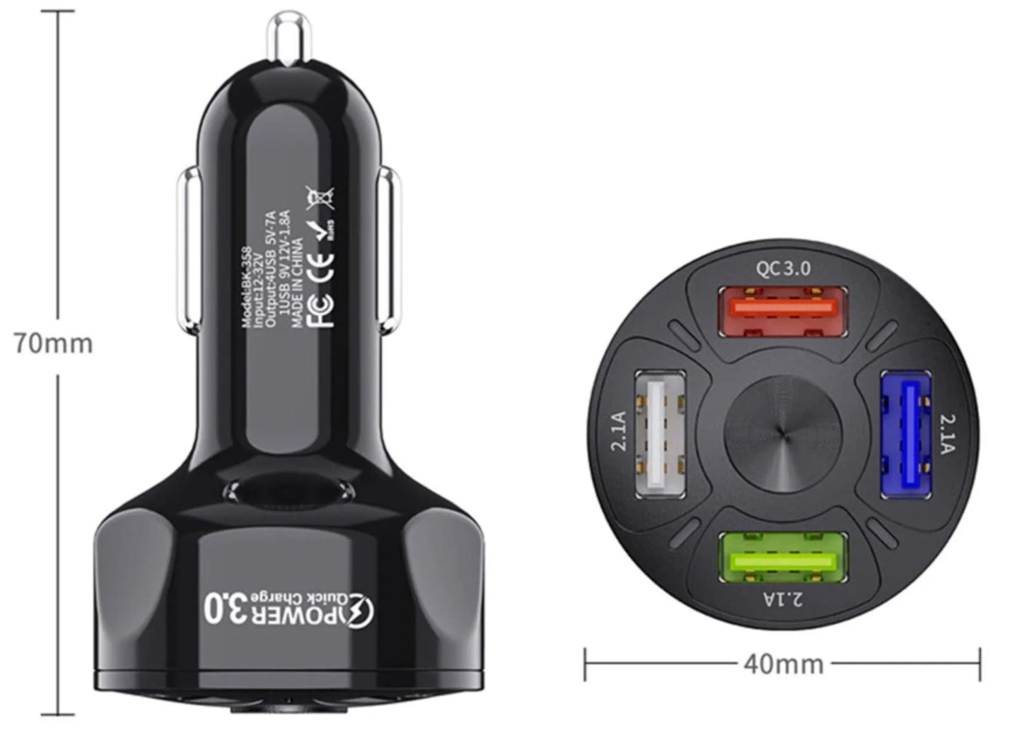 4 USB Poorten Autolader 48W - Geschikt voor alle apparaten