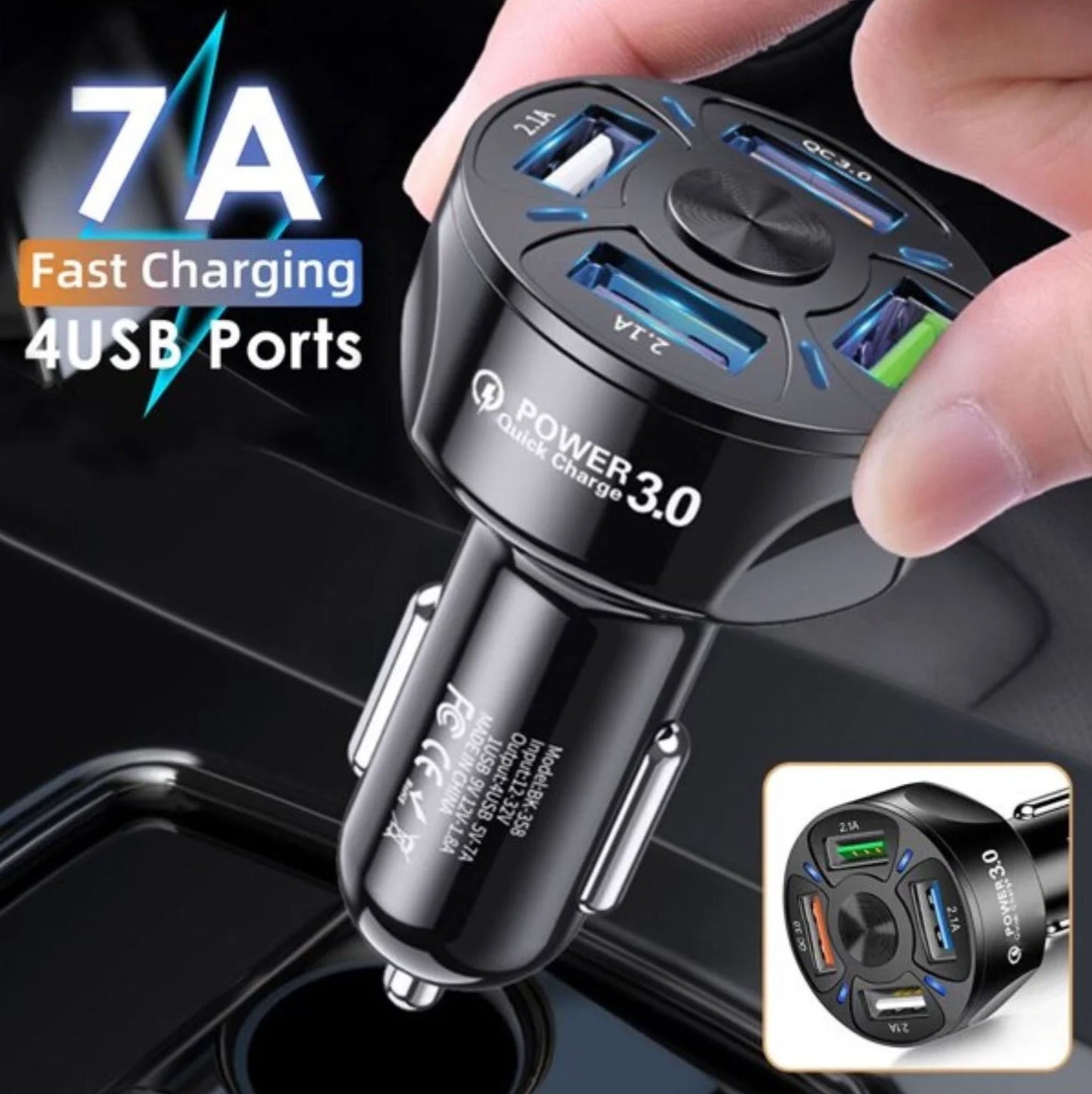 4 USB Poorten Autolader 48W - Geschikt voor alle apparaten